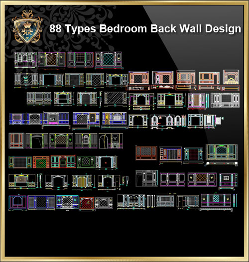 【88 Types of Bedroom Back Wall Design CAD Drawings】