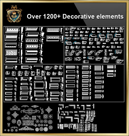 【Over 1200+ Decorative elements CAD Blocks V.1】