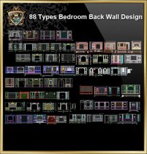 88 Typen von Schlafzimmer Back Wall Design CAD-Zeichnungen