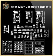 Über 1200+ Dekorative Elemente CAD Blöcke V.2