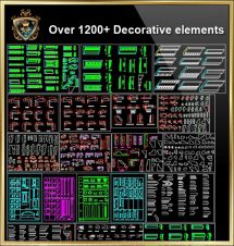 Über 1200+ Dekorative Elemente CAD Blöcke V.3