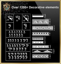 Über 1200+ dekorative Elemente CAD Blöcke V.4